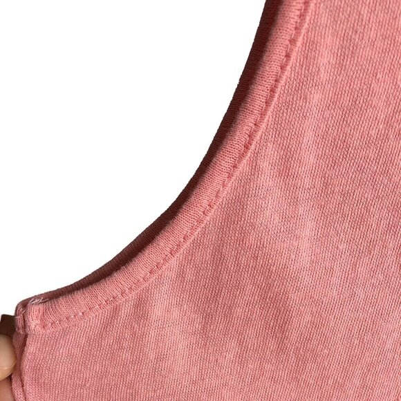 PEROUT Tank Top Linen-Blend Button-Front Pink 60% Linen Summer Coastal Large - Picture 5 of 12